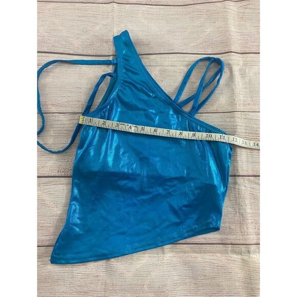 Cheerleader Danz Team Blue Shimmer Asymmentrical Cheer leading Top - Small - Picture 6 of 12